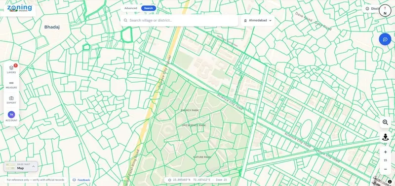 Parcel boundaries near Science City and Life Science Park