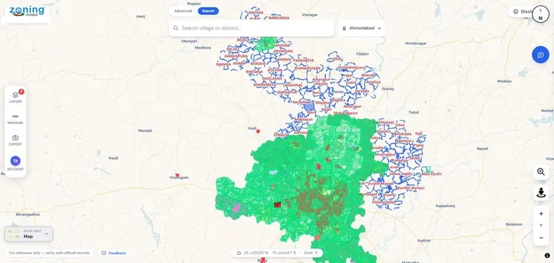 Regional view across multiple talukas with village labels